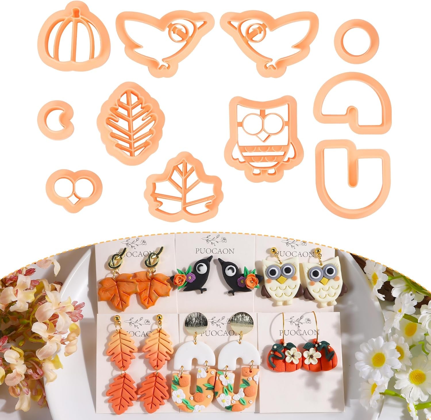 Mushroom Polymer Clay Cutters - 10 Pcs 3D Clay Cutters for Earrings Making, Boho Mushroom Clay Cutters for Polymer Clay Jewelry, Cute Clay Jewelry Cutters Polymer Clay Earring Cutters