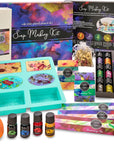Soap Making Kit for Adults, Make Your Own Soap with Melt and Pour Diy Natural Soap Supplies; 6 Essential Oils, Silicone Soap Mold, Spoon, Dried Flowers, 2Lbs. Shea Butter Soap Base, 4 Colors, 9 Labels