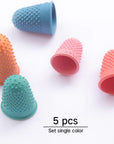 Thimble 5Pcs Craft Finger Tip Sewing Counting Protector Quilter Needlework Cone Rubber(Pink)