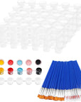 20 Strips 120 Pots Empty Paint Pots Strips with Lid Mini Clear Storage Containers and 40 Pieces Paint Brushes Painting Arts Crafts Supplies for Classrooms Schools Paintings Art Festivals(3 Ml/ 0.1 Oz)