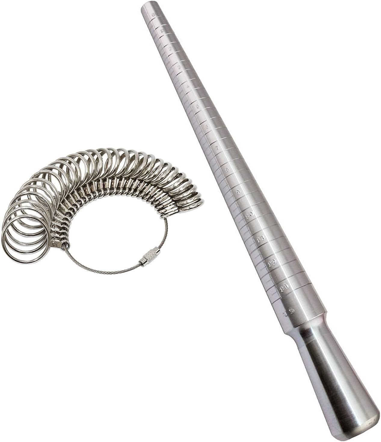 Ring Sizer Set Metal Ring Mandrel Steel Ring Gauge Kit Finger Size Measure Rings Sizing Measurement Jewelry Making Tool Jewelers Tools US 0-13