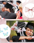 35 Pcs DIY Graduation Cap Decorations Accessory Kit, 3D Artificial Flowers 3D Butterfly Stickers Rhinestone Stickers Alphabet Letter Stickers Pearl Stickers Bowknot for Grad Hats Decor (Pink)
