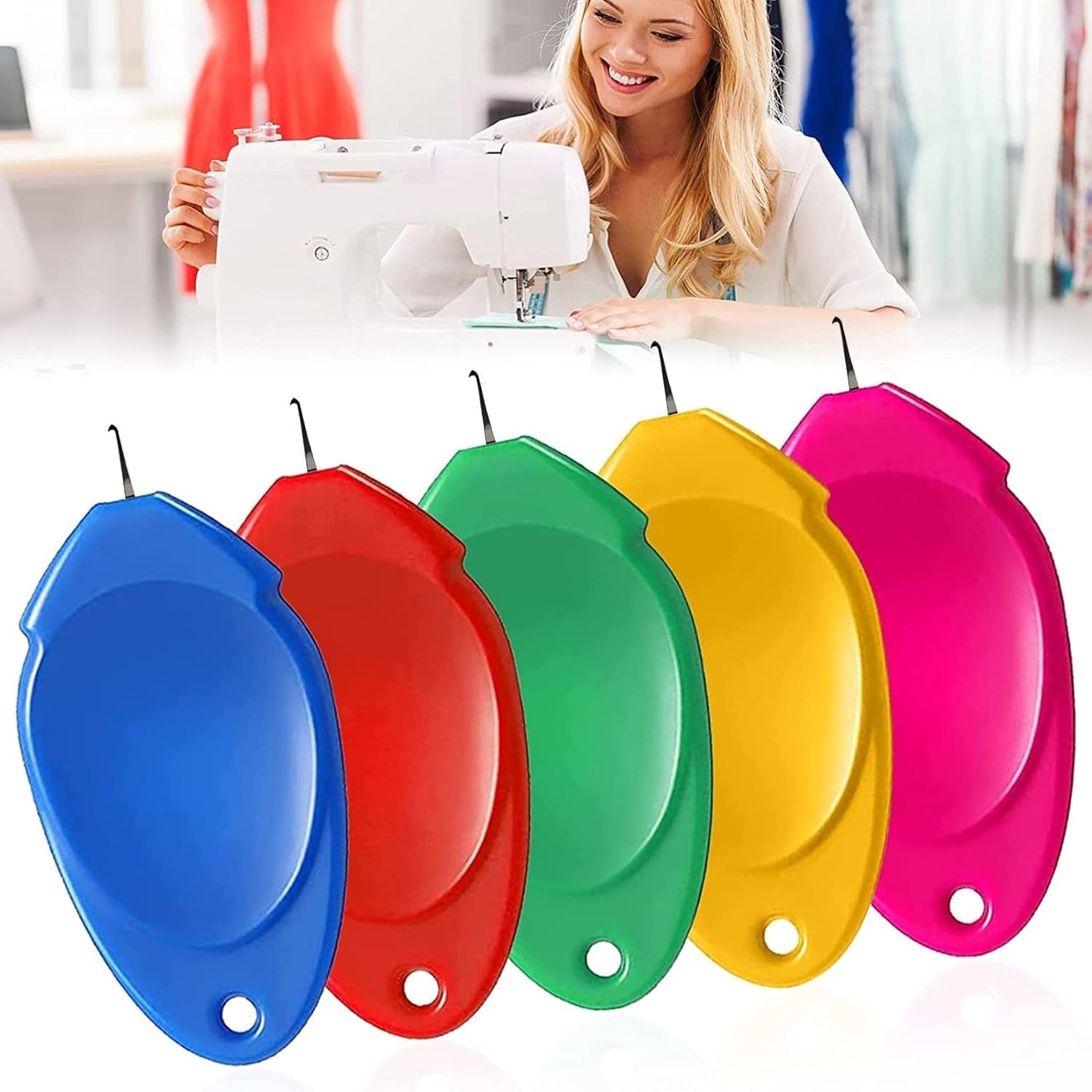 Needle Threader for Hand Sewing 12 Pcs Plastic Wire Hook Simple Threader for Needles Small Eye Needle Threader for Sewing Machine Needle Threader Tool for Sewing Crafting