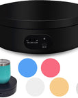 Motorized Rotating Display Stand,Turner Cup Platform for Epoxy Glitter Tumbler, 360 Automatic Mute Rotating Turntable, Tumbler Making Supplies Spinner, Base for Product Video Show ,Balck 4.72In