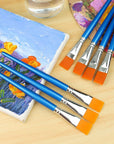 1 Inch Flat Paint Brushes for Acrylic Painting,12 Pieces Large Synthetic Paint Brushes Bulk with Wooden Handle for Acrylic, Watercolor, Oil, Crafts, Face Body Art