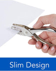 1 Hole Punch, 5 Sheet Capacity Hole Puncher, Single Hole Paper Punch, Chrome (74005)