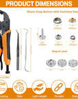 Snap Tool for Boat Cover - Heavy Duty Snap Fastener Snap Tool Snap Button Starter Kit with 15Mm Marine Grade Snap Button with Punch Hole Function for DIY Leather Canvas Tarps