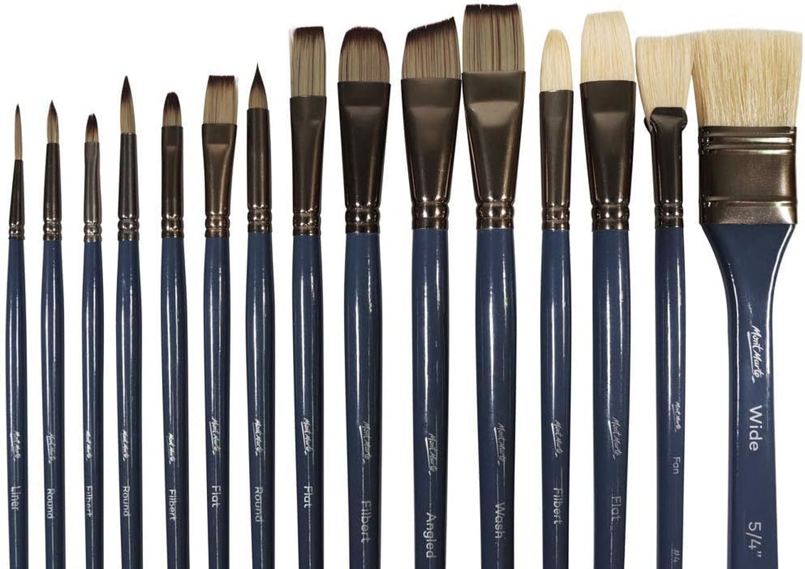 Premium Paint Brush Set 15 Piece, Includes 15 Different Brushes in a Roll Case with Magnetic Closure, Suitable for Watercolour, Acrylic and Oil Painting