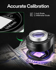 30X Rechargeable Loupe Magnifier with White LED Light and UV Light, Portable Magnifying Glass with Optical Glass Lens & Scale for Jewelry, Textile, Gems, Stamps, Coins and Plants