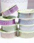 Lace Washi Tape, 6 Roll Lace Pattern Glitter Bling Self-Adhesive Tape Diamond Washi Tape Masking DIY Scrapbooking Lace Tape Sticker Color Random