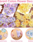 180Pcs Large Flower Stickers with Gold Foil Holographic Outlines, Waterproof Floral Stickers Vinyl Decorative Decals for Scrapbooking Supplies Junk Bullet Journals Envelopes Resin Crafts