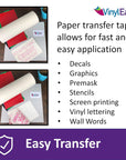 12Inch X 100 Feet Roll of Paper Transfer Tape with a Medium to High Tack Layflat Adhesive. Works with a Variety of Vinyl. Great for Decals, Signs, Wall Words and More. American Made V0821