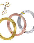 3 Rolls Craft Wire Jewelry Beading Wire Flexible Aluminum Wire Tarnish Resistant for DIY Jewelry Craft Making (12 Gauge/2Mm Thick, Silver, Gold and Rose Gold)
