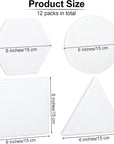 12 Pieces Stretched Canvas Blank Painting Canvas 6 Inch Panel Artist White Canvas Boards Triangle Square Hexagon round Shape Canvas Frame for Acrylic Pouring Oil Painting