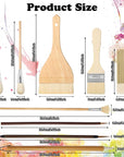 9 Pcs Pottery Glaze Brushes Ceramic Brushes Set Different Shapes Glaze Brushes for Pottery Acrylic Watercolor Wool Bristle Art Paintbrush Sets for Painting Artists Rock Students Adults Kids