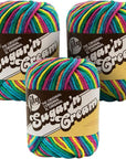 Sugar'N Cream Ombre Yarn - (4) Medium Gauge 100% Cotton - 2 Oz - Psychedelic (3-Pack)
