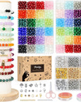 8Mm Glass Beads Bracelet Making Kit 1600PCS, Crystal round Beads for Jewelry Making, 24 Colors 3 Box Bracelet Beads DIY Craft for Teen Adults