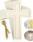 24 Pcs Unfinished Wooden Crosses for Crafts 8.9 X 6.5 Inch Unpainted Large Blank Wooden Layered Cross for Sunday School Crafts DIY Easter Projects Church Home Wall Decoration with String
