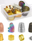 8 Pcs Metal Sewing Thimble, Adjustable Thimble for Hand Sewing Finger Protector,Diy Sewing Tools Accessories, Sewing Thimble Cap with Plastic Storage Box
