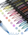 Super Squiggles Outline Markers-24 Colors Super Squiggles Markers,Outline Markers Double Line Pen,Outline Markers Self-Outline Metallic Markers