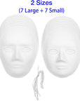 14 Pack Paper Mache Masks - 2 Sizes for Artistic Projects, Theater, Halloween, Masquerade Parties, Classroom Art