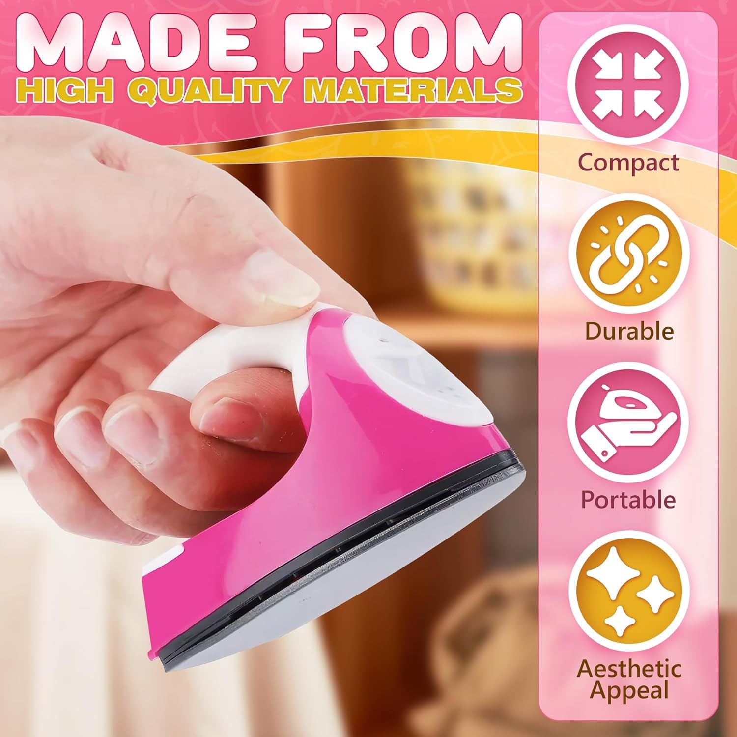 Mini Iron for Crafting - Small Iron for Crafts Small Travel Iron Mini Heat Press Iron Mini Iron for Clothes Mini Craft Iron Small Iron for Clothes - Mini Steam Iron for Clothes with Charging Base