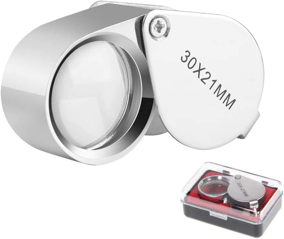 Pocket Jewelry Loupe 30X 21Mm Jewelers Loop Eye Magnifying Glass Foldable Magnifier