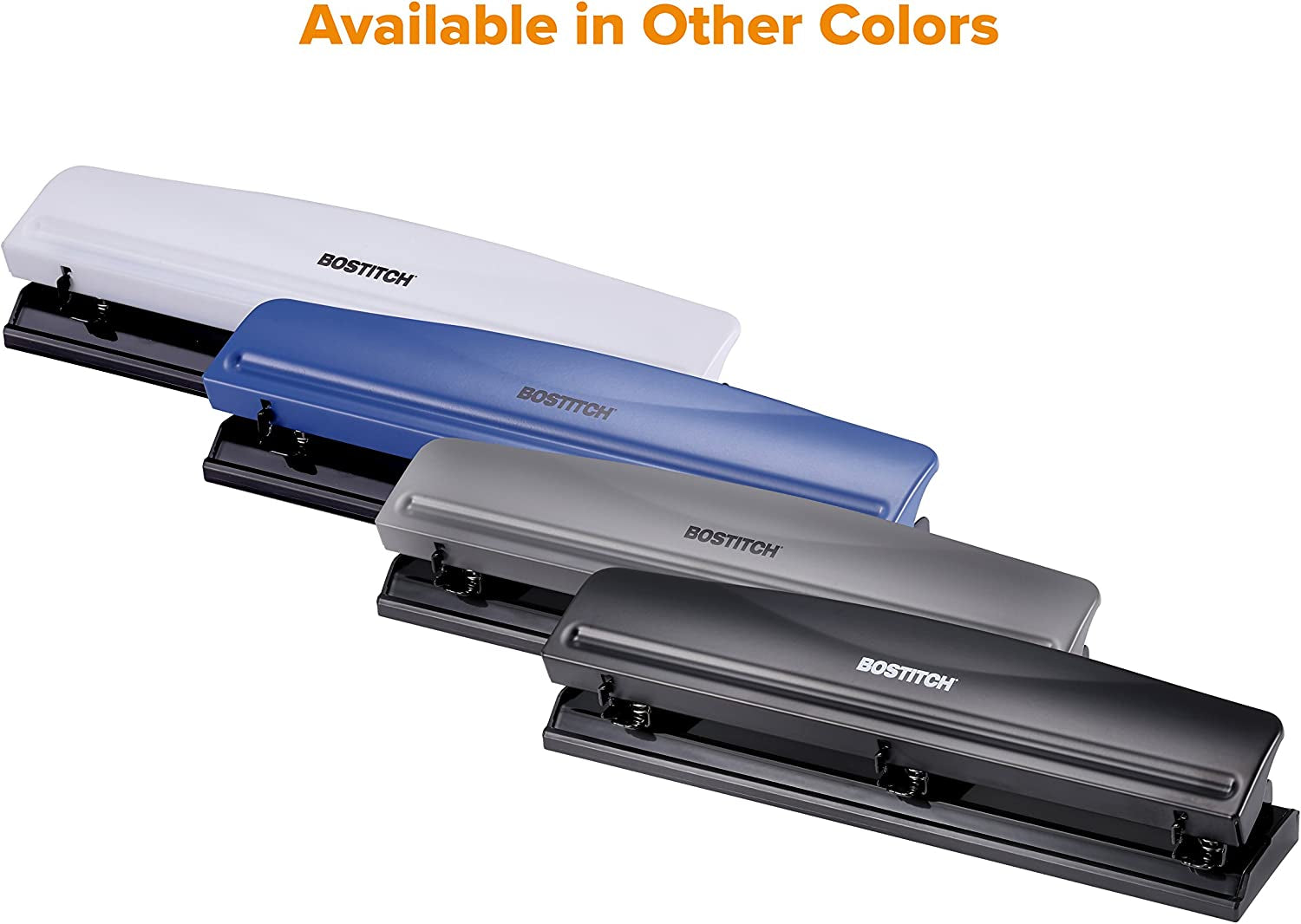 Office Premium 3 Hole Punch, 12 Sheet Capacity, Metal, Rubber Base, Easy-Clean Tray, Silver