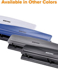 Office Premium 3 Hole Punch, 12 Sheet Capacity, Metal, Rubber Base, Easy-Clean Tray, Silver
