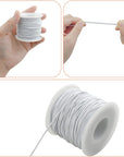 2 Rolls 1 Mm Elastic Beading Cord for Bracelet Stretchy Elastic String for Jewelry Making Sewing Necklace 100 Meters Elastic Bracelets Cord Crafts Beading Thread DIY Crafting Cord (Black + White)