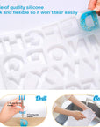 134Pcs Alphabet Keychain Resin Molds Kit, Reversed Letter Number Silicone Mold Epoxy Resin Casting Molds Key Chain Making Set with 1 Hand Drill 2 Drill Bits 30 Key Rings 100 Screw Pin