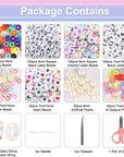 3510Pcs 36 Colors, Hair Pony Beads Bulk with Letter Bead, 9Mm Rainbow DIY Kandi Beads Kit for Jewelry Making Bracelets Pearl Transparent and Opaque Pendants