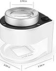 30X Loupe Magnifier with 6 Light,Desktop Portable Metal Magnifier Folding Scale Sewing Magnifing Glass for Textile Optical Jewelry Tool Coins Currency (White)