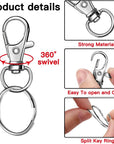 360Pcs Keychain Kit Silver Metal Keychain Clips Hooks with Key Rings Lobster Claw Clasps Keychain Accessories for Lanyard Bracelets Making Crafts