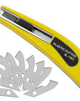 Professional Acrylic Plexiglass Sheet Cutter Scoring Knife Tool,With a Curved Handle,It Is More Convenient to Use.One Handle,11 Blades.(Yellow)