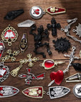 Baroque 64Pcs Assorted Gold Black Red Rose Skull Enamel Charms Coffin Cross Halloween Charm Pendant DIY for Earrings Necklace Bracelet Jewelry Making and Crafting