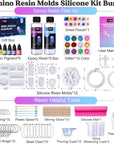 Crystal Epoxy Resin Jewelry Making Kit,Epoxy Starter Kit Casting Resin Molds Kit for Beginner Include 12 Pcs Silicone Molds,9.8Oz Resin,Resin Tools and Resin Supplies