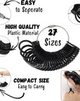 - Ring Sizer Measuring Tool Set, Ring Sizer Guage & Plastic Ring Mandrel with 1 Polishing Cloth, Ring Sizer, Ring Measure for Fingers, Ring Sizing Kit, Ring Finger Sizer, Ring Sizer Tool.
