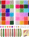 1100PCS 6Mm Glass Beads for Jewelry Making, 24 Vibrant Colors Crystal round Glass Beads for Bracelets, Complete Bracelet Making Sets for Girls DIY Crafts & Friendship Bracelets