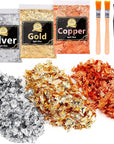 Gold Foil Flakes for Resin -15G, Jewelry Making, Imitation Gold Foil Flakes Metallic Leaf for Nails, Painting, Crafts, Slime and Resin Jewelry Making (Gold, Silver, Copper Colors)