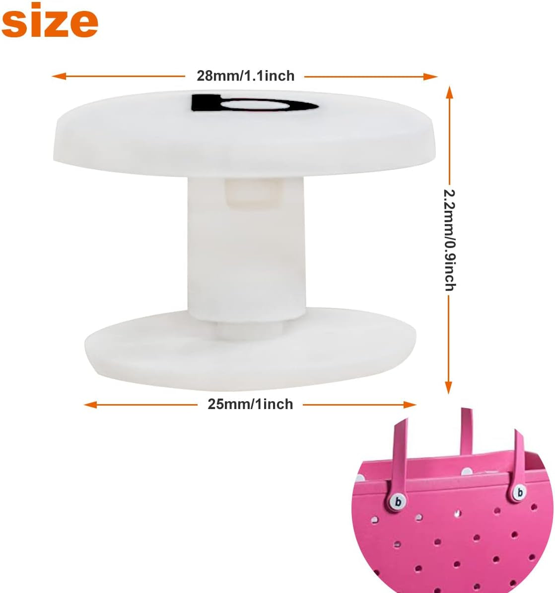Replacement Rivets for Boggg Bag - 5/10 Sets of White Replacement Buttons for Beach Bag Handles, Compatible with Beach Tote Bag Straps, Standard and Oversized XL Rubber Pool Bag Repair Rivets(5 Sets)