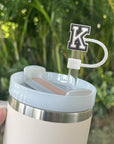 4 PCS Initial Letter Charm Accessories and Straw Cover Pack- Chains with Initial Letter for Stanley 20 30 40 Oz Tumbler with Handle