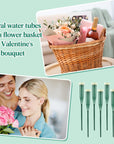 270 Pcs Floral Water Tubes Plastic Green Floral Tubes with Rubber Caps Fresh Flower Water Tubes Flower Arrangements Supplies for Bouquet Stem Supplies, 6 Inches