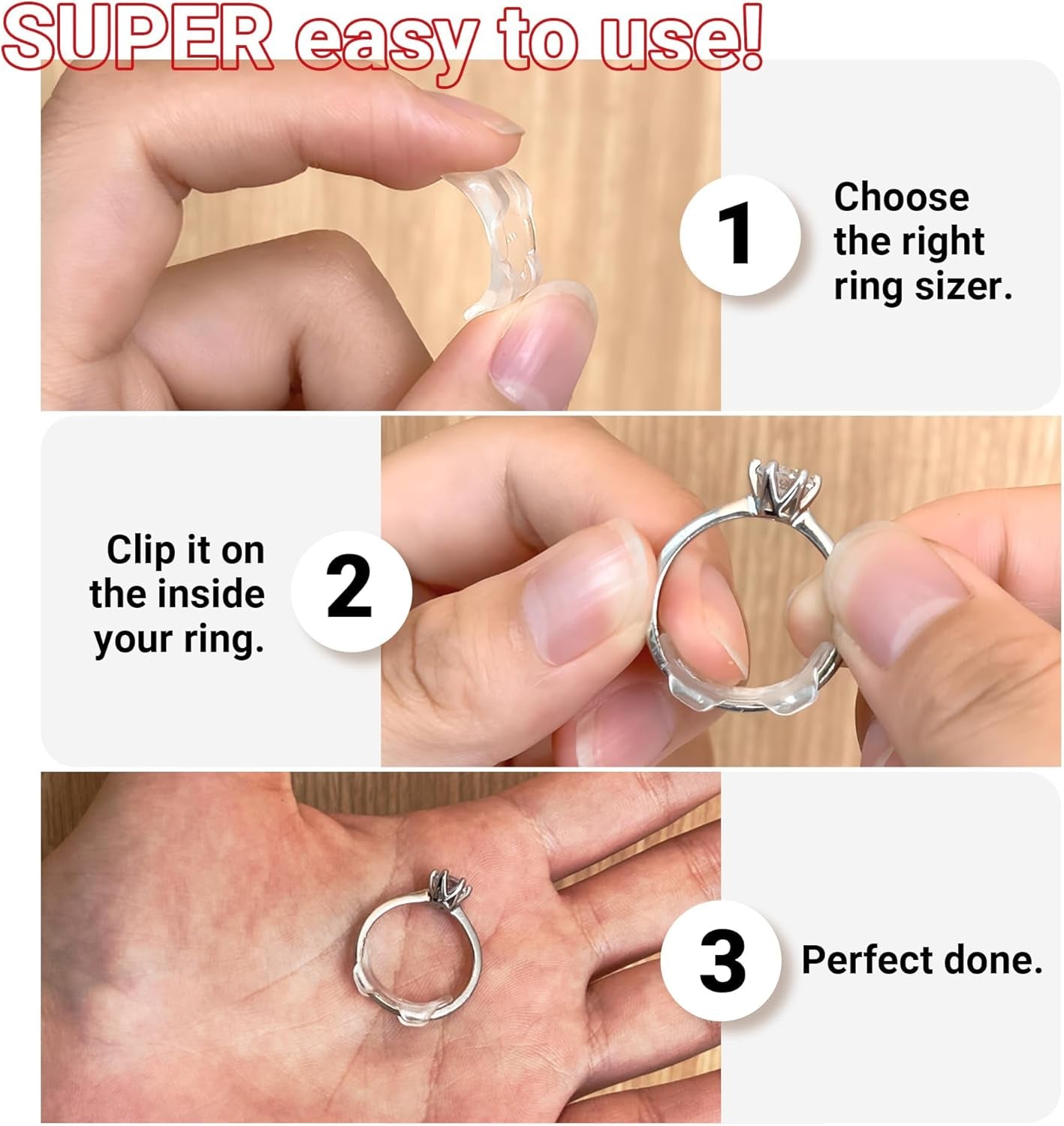 Ring Sizers for Loose Rings,8 Pack 8 Sizes Ring Guards,Silicone Ring Size Adjuster Invisible Ring Fitter for Different Band Widths for Women and Men