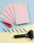 Rubber Stamp Kit (5-Pack). Linoleum Block Kit with Cutting Blades Tools (6Pcs). Block Printing Kit (6In X 4In X ¼ In) Light Pink Color. Best Carving DIY Stamp Making Kit for Printmaking