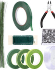 Floral Tape and Floral Wire Floral Arrangement Kit,Green Floral Tape and Boutonniere Pin White Ribbon Wire Cutter 22 Guage Floral Stem Wire for Wreath Making Supplies