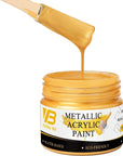 Metallic Gold Acrylic Paint, 100Ml Gold Paint, Gold Leaf Paint for Metal, Wood, Headstone, Painting, Non Toxic Non Fading