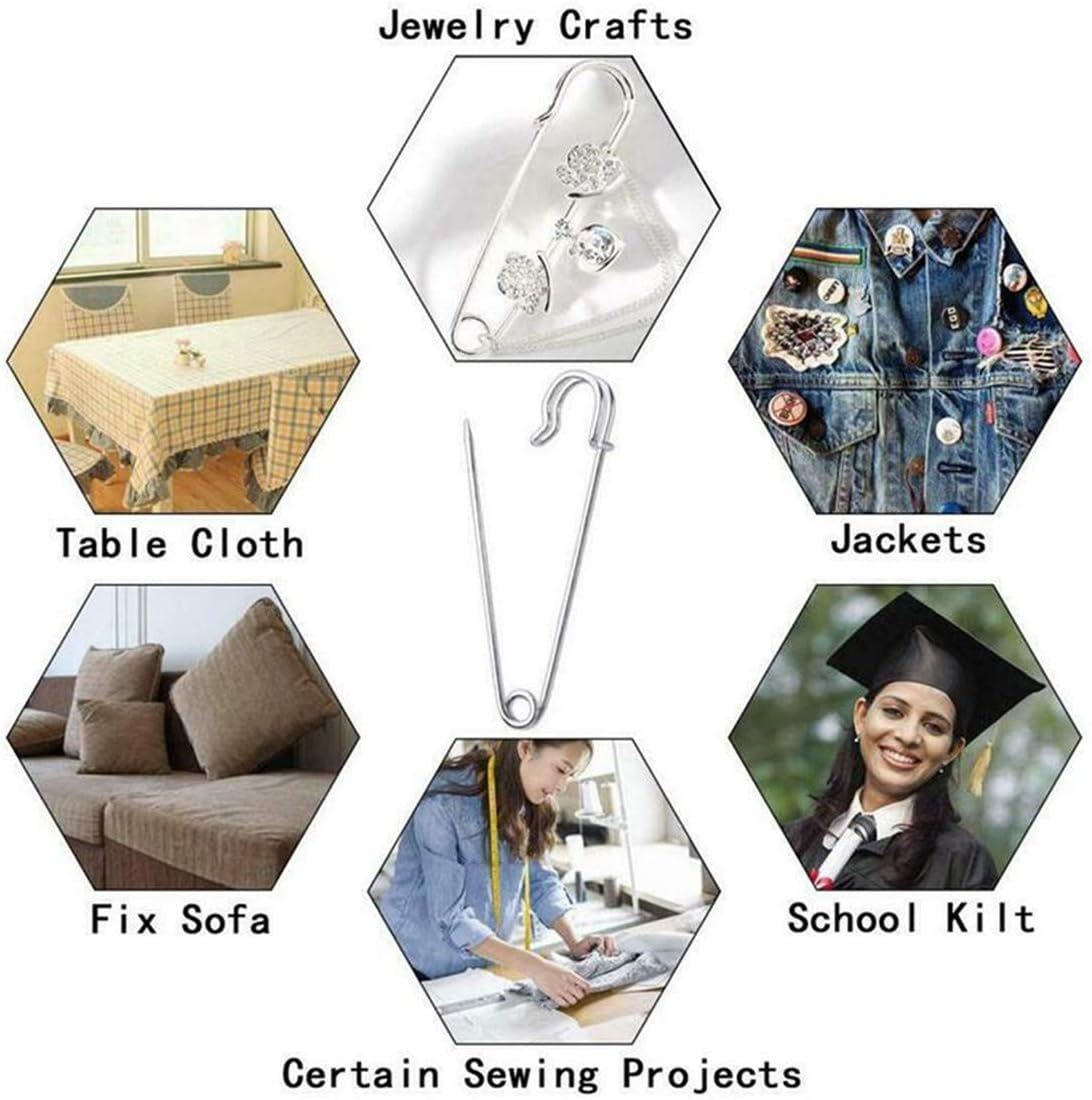 Pack of 30 Large Safety Pins, 2.76" Heavy Duty Blanket Pins Bulk Steel Spring Lock Pins Fasteners for Blankets Crafts Skirts Kilts Brooch Making