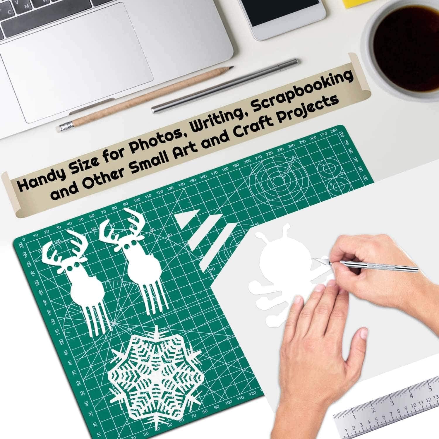 Self Healing Sewing Mat, Rotary Cutting Mat Double Sided 5-Ply Craft Cutting Board for Sewing Crafts Hobby Fabric Precision Scrapbooking Project 9Inch X 12Inch(A4)
