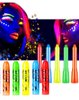 Glow in the Black Light Face Paint Crayons Kit, UV Black Light Makeup Neon Face and Body Paint Sticks Markers for Mardi Gras Halloween Masquerades Makeup